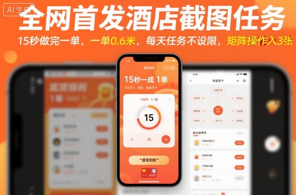 全网首发酒店截图任务，15秒做完一单，一单0.6米，每天任务不设限，矩阵操作日入3张【揭秘】-一号资源库