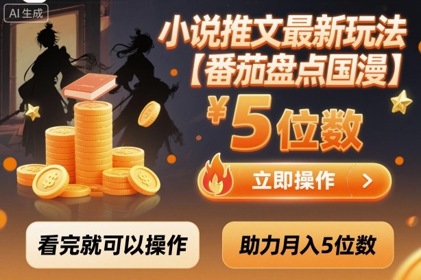 小说推文最新玩法，助力月入5位数【番茄盘点国漫】玩法，看完就可以操作-一号资源库