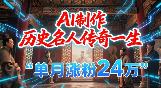 暴力起号！用AI制作历史名人传奇一生，单月涨粉24W，涨粉+变现赛道黑马来了-一号资源库