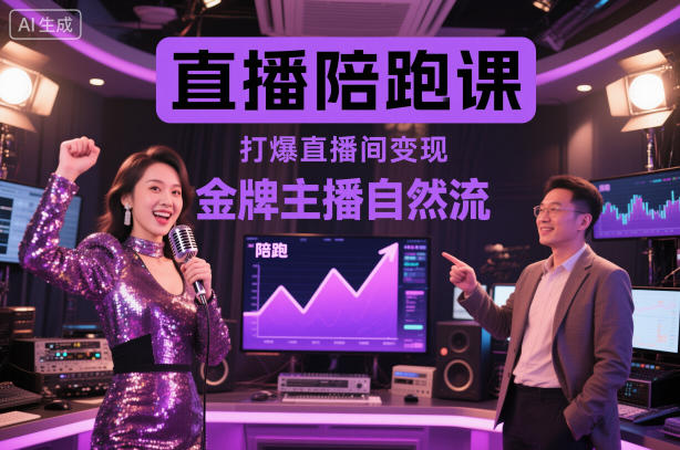 直播陪跑课，金牌主播自然流打爆直播间，复制高变现玩法-一号资源库