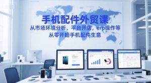 手机配件外贸课，从市场环境分析，平台开店，erp操作等，从零开始手机配件生意-一号资源库