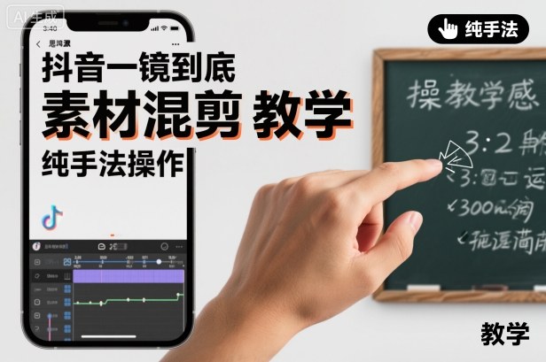 抖音一镜到底素材混剪教学，纯手法操作-一号资源库