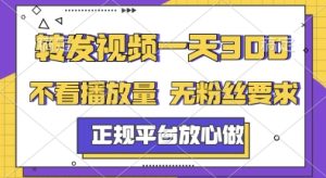 转发视频一天3张+，正规平台放心做，不看播放量，无粉丝要求，随时随地挣收益【揭秘】-一号资源库