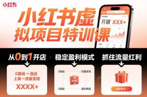 小红书虚拟项目特训课，帮你从0到1打造稳定盈利的店铺，抓住流量红利（更新9月）-一号资源库