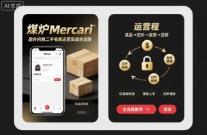 煤炉Mercari国外闲鱼二手电商运营实战全流程，仿品高利润，简单上手，闷声搞钱-一号资源库
