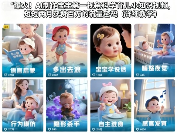爆火！AI制作宝宝第一视角科学育儿小知识视频，短短两月获赞百万的流量密码（详细教学）-一号资源库