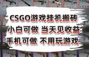 CSGO游戏挂G搬砖，小白纯手机即可操作，不用电脑打游戏，日入3张+，副业网创项目【揭秘】-一号资源库