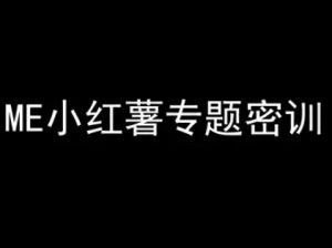 ME小红薯专题密训-小红书电商教程-一号资源库
