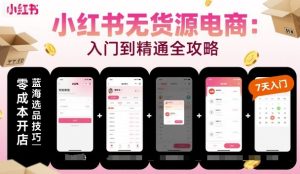 小红书无货源电商，入门到精通，开店+选品+笔记+剪辑+赛道+内容-一号资源库