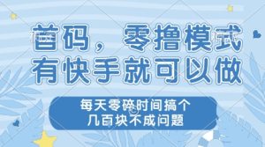 首码，零撸模式，有快手就可以做，每天零碎时间搞个几张不成问题【揭秘】-一号资源库