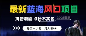 最新蓝海风口项目，抖音漫剧，0粉不实名每天一小时，月入8K+【揭秘】-一号资源库
