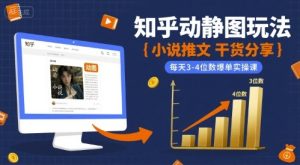 小说推文干货分享之知乎动静图玩法，每天3-4位数爆单实操课-一号资源库