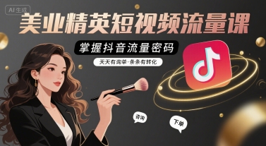 美业精英短视频流量课，掌握抖音流量密码，天天有询单，条条有转化-一号资源库