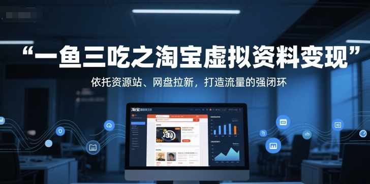 一鱼三吃之淘宝虚拟资料变现，依托资源站、网盘拉新，打造流量的强闭环-一号资源库