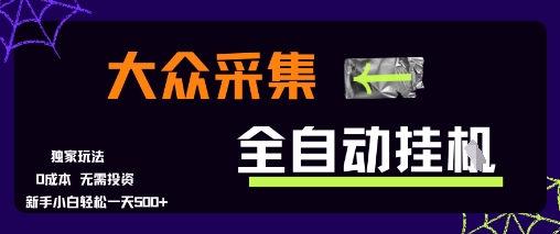 大众采集全自动玩法，新手小白轻松一天5张+，操作简单零成本【揭秘】-一号资源库