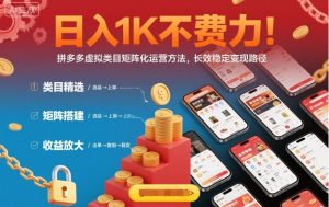 日入1K不费力!拼多多虚拟类目矩阵化运营方法,长效稳定变现路径-一号资源库