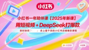 小红书一年陪伴课【2025年新课】，用短视频+deepSeek打爆款，史上最干货的小红书店铺爆款课程-一号资源库