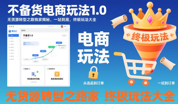 不备货电商玩法1.0，​无货源转型之路独家揭秘，一站到底，终极玩法大全-一号资源库