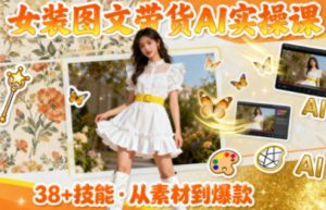 女装图文带货的AI实操课，覆盖38个实用技能，快速提升素材制作效率-一号资源库
