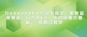 Deepseek+小绿书掘金,最新蓝海赛道,日入6k+,小白闭眼也要做, 保姆式教学-一号资源库