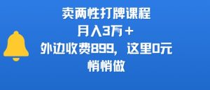 卖两性打牌课程，月入3W+外边收费899的课程，这里0元，悄悄做-一号资源库