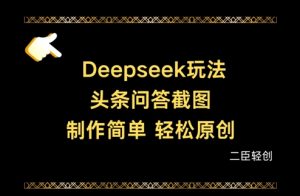 Deepseek头条问答截图，制作简单，轻松原创-一号资源库