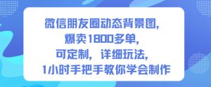 微信朋友圈动态背景图,爆卖1800多单,可定制,详细的玩法,1小时手把手教你学会制作【第一期】-一号资源库
