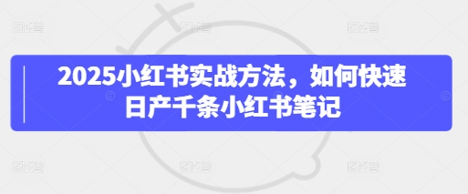2025小红书实战方法，如何快速日产千条小红书笔记-一号资源库