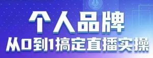 个人品牌：从0到1搞定直播实操，用直播为你的个人品牌赋能，六大实操板块，放大个人影响力-一号资源库