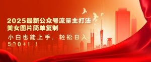 2025最新公众号流量主打法,美女图片简单复制,小白也能上手,轻松日入5张-一号资源库