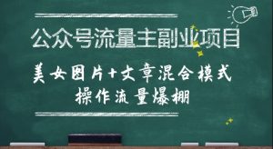 公众号流量主副业项目，美女图片+文章混合模式操作流量爆棚-一号资源库