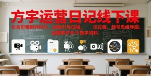 方宇运营日记线下课，包含剪辑制作技巧、拍摄引导过程、起号思维导图、选题等多个教学资料-一号资源库