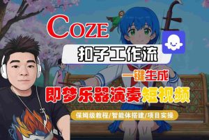 Coze扣子智能体工作流一键生成“即梦乐器演奏“短视频,全流程保姆级教学-一号资源库
