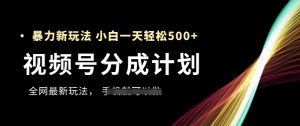 视频号分成计划，全网最暴力玩法，新手一天也能轻松5张+-一号资源库