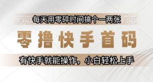 零撸快手首码，每天用零碎时间搞个一两张，有快手就能操作小白轻松上手【揭秘】-一号资源库