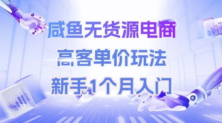 咸鱼无货源电商，高客单价玩法，新手1个月入门-一号资源库