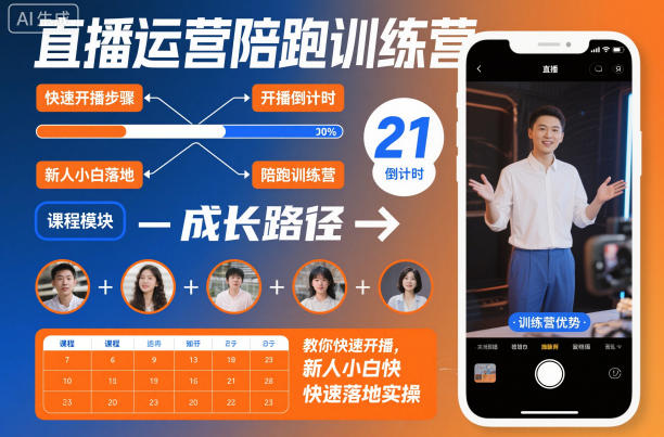 直播运营陪跑训练营，教你快速开播，新人小白快速落地实操-一号资源库