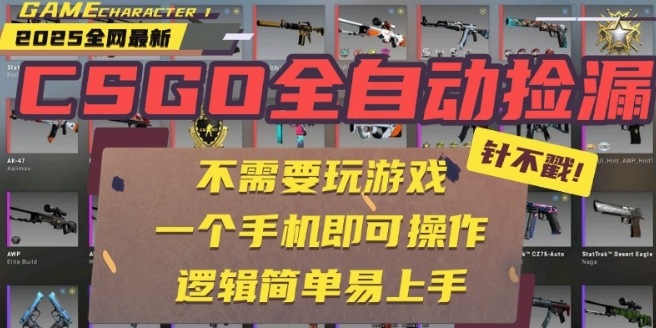 CSGO自动捡漏项目，最新独家玩法，一个手机即可操作，新手小白轻松月入1W+，操作简单易上手【揭秘】-一号资源库