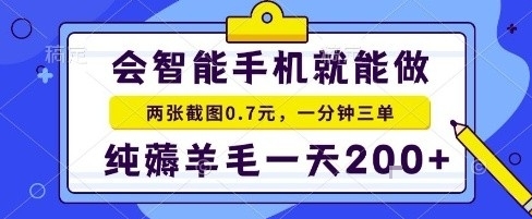 手机项目，二十秒一单，纯薅羊毛一天2张+做就有【揭秘】-一号资源库