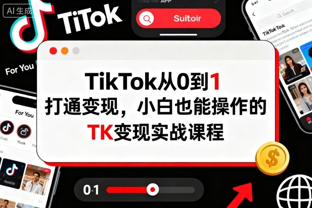 TikTok从0到1打通变现，小白也能操作的TK变现实战课程-一号资源库