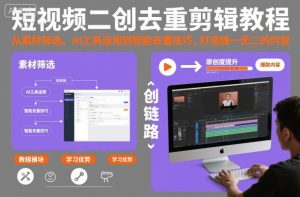 短视频二创去重剪辑教程，从素材筛选、AI工具运用到智能去重技巧，打造独一无二的内容-一号资源库