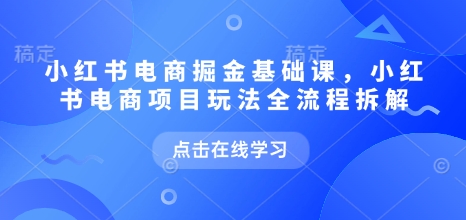 小红书电商掘金课，小红书电商项目玩法全流程拆解（更新9月）-一号资源库