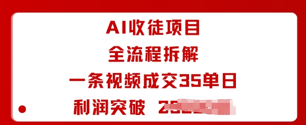 AI收徒项目全流程拆解一条视频成交35单日利润突破1k+-一号资源库