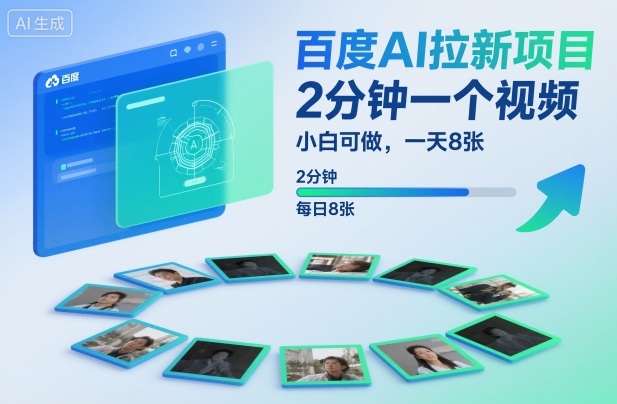百度AI拉新项目，2分钟一个视频，小白可做，一天8张【附案例+保姆级教程】-一号资源库