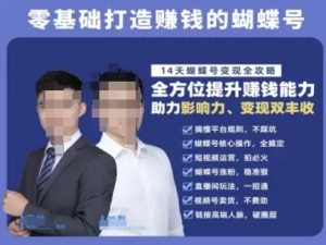 蝴蝶号专栏-视频号运营教程，零基础打造挣钱的蝴蝶号，14天蝴蝶号变现全攻略-一号资源库