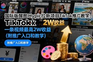 国际版醒图Hypic拉新项目TikTok推广教学，一条视频最高2W收益（附推广入口和教学）-一号资源库