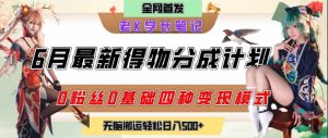 6月份最新得物创作者分成计划2.0玩法，0粉丝0基础四种模式变现，从隐蔽渠道无脑搬运，日入2张-一号资源库