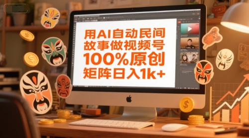 用AI自动民间故事做视频号，100%原创，矩阵日入1k+-一号资源库