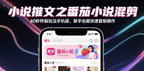 小说推文之番茄小说混剪40秒炸裂玩法手机版，新手也能快速复制操作-一号资源库