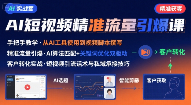 AI+短视频引爆精准客户实战营，手把手教你引爆Ai短视频精准流量-一号资源库